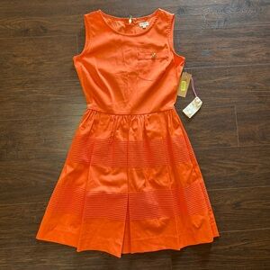 NWT CREMIEUX BRIGHT ORANGE SLEEVELESS A LINE DRESS